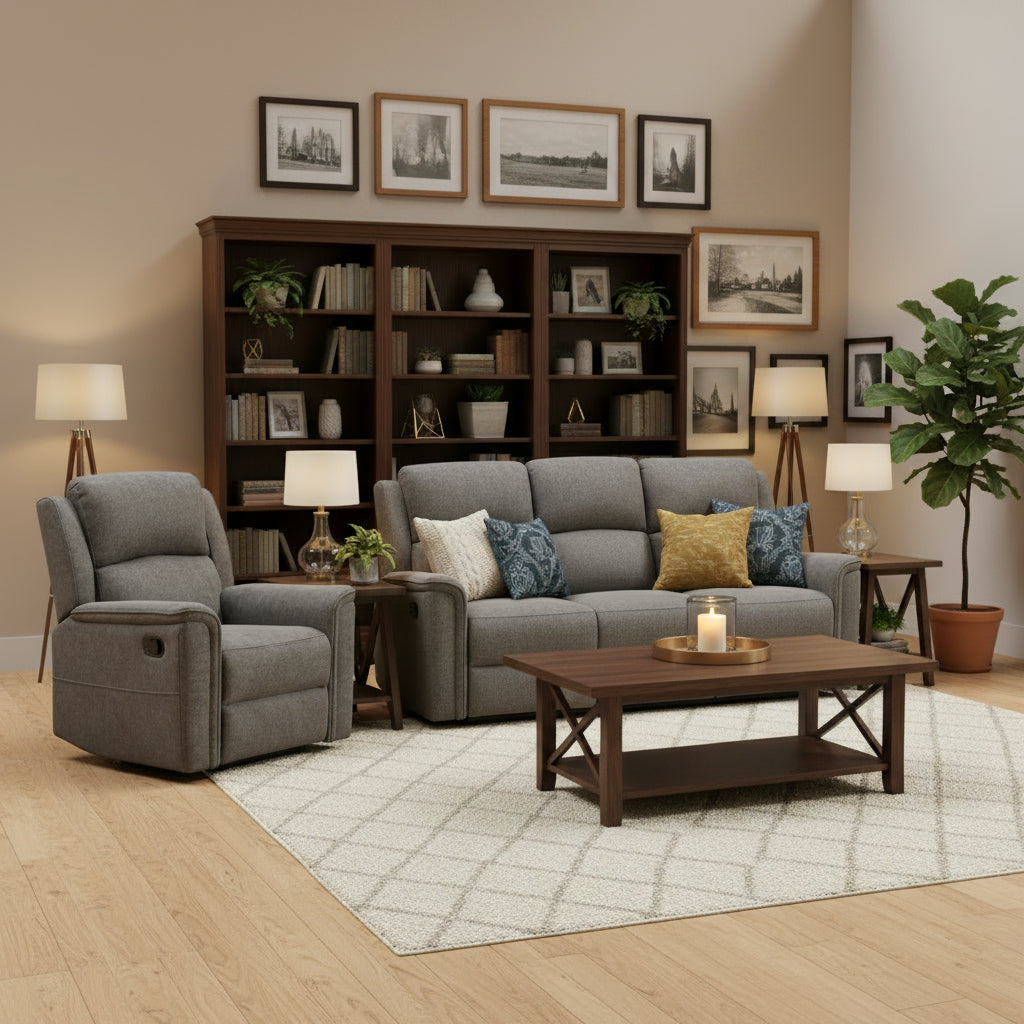 Luna Manual Reclining 3 + 1 + 1 Seater Sofa & Armchair Bundle