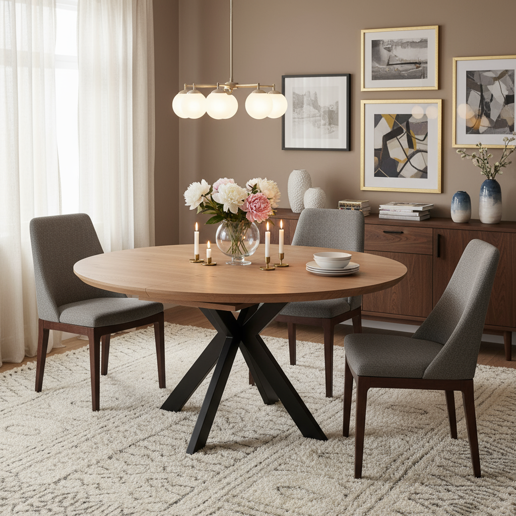 Manhattan Extending Round Dining Table