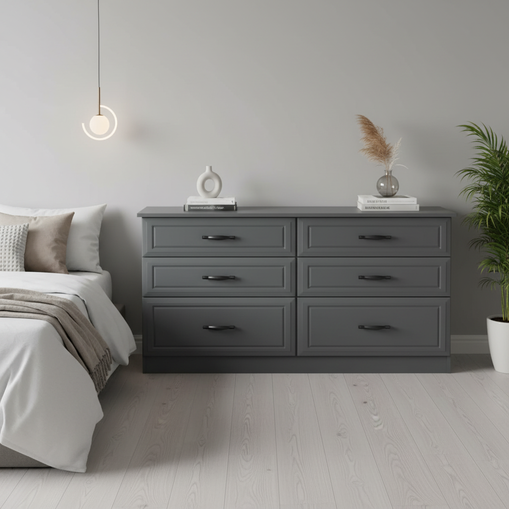 Metro Grey 6 Drawer Long Chest