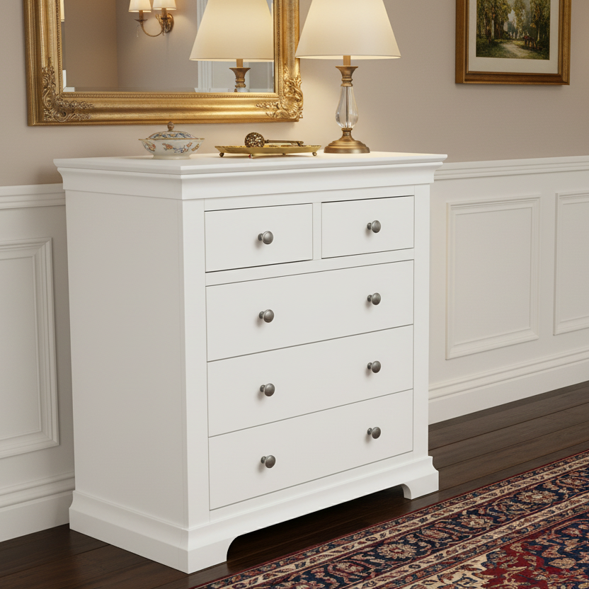 Province 2 over 3 Drawer Chest - White