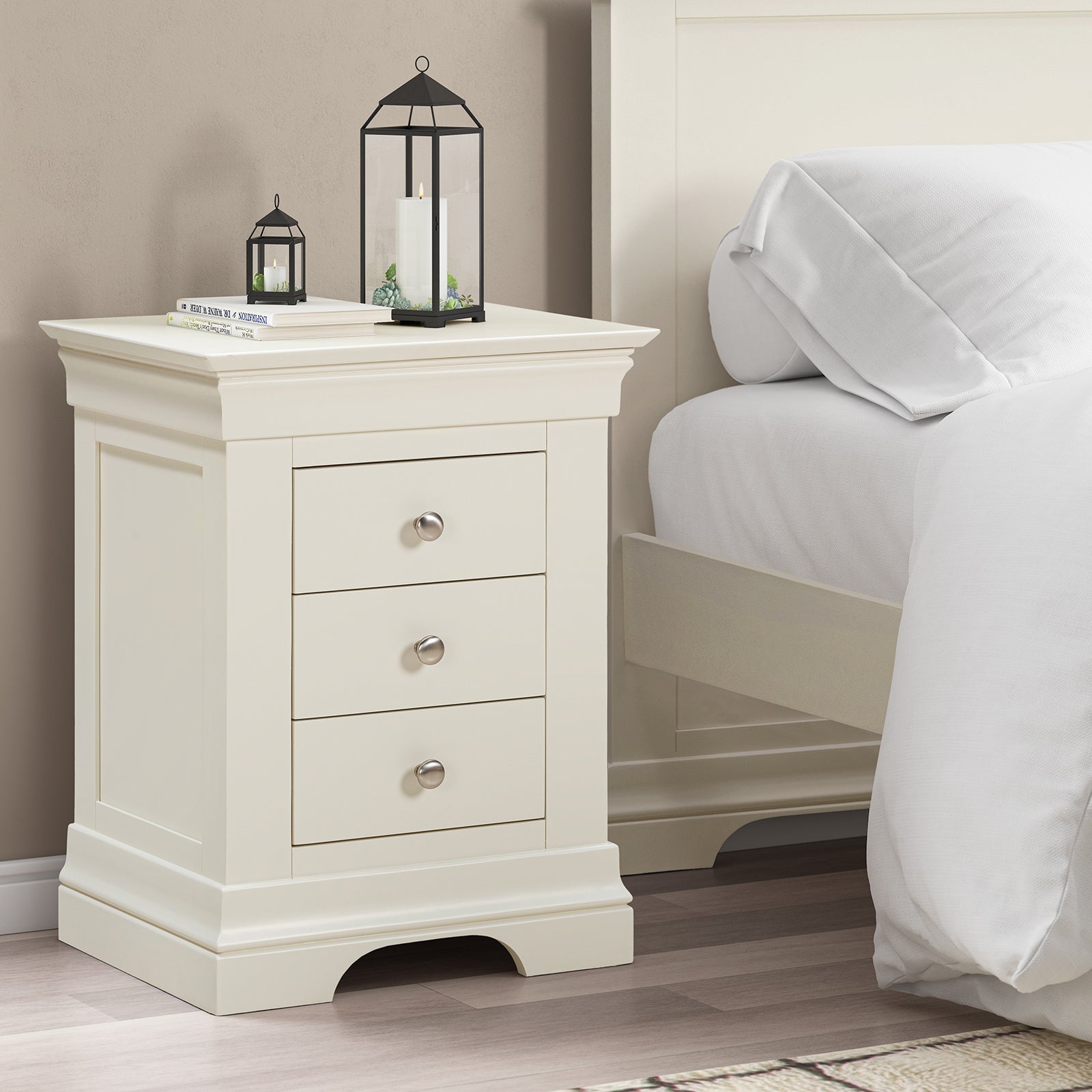 Province 3 Drawer Bedside Locker - White