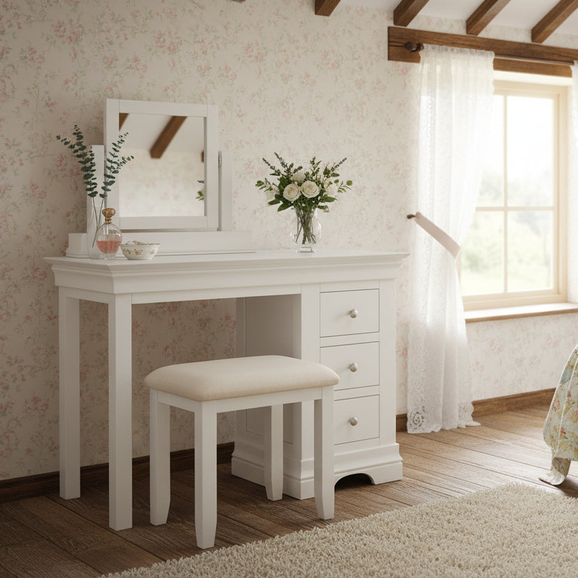 Province Dressing Table | Mirror | Stool - White
