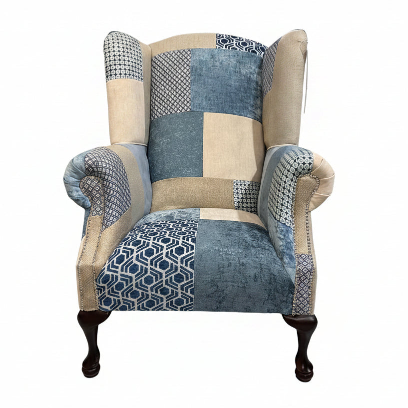 Queen Anne Patchwork Wing Armchair