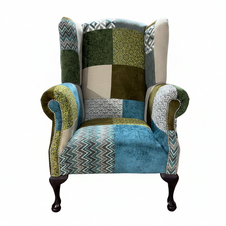 Queen Anne Patchwork Wing Armchair