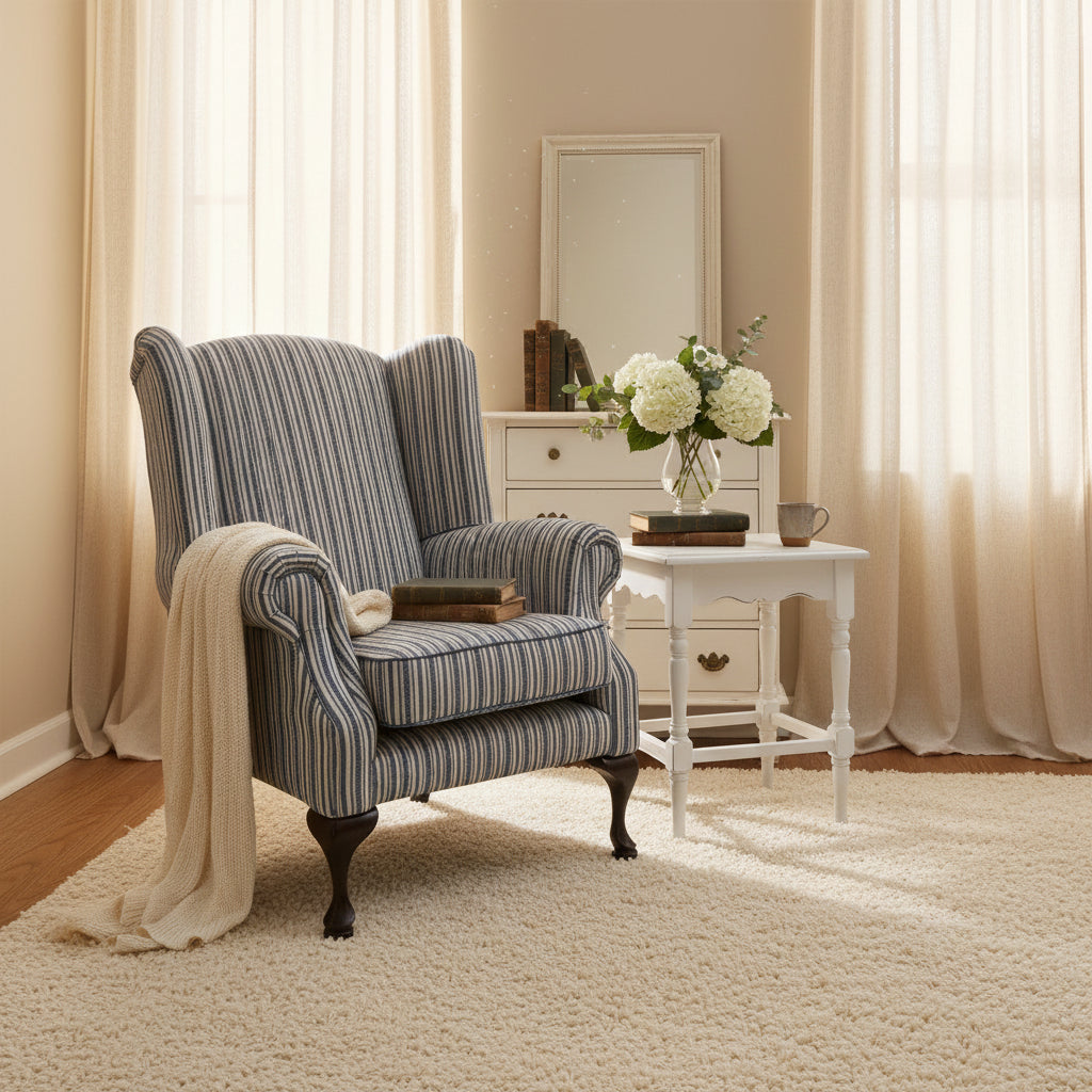 Queen Anne Patchwork Wing Armchair