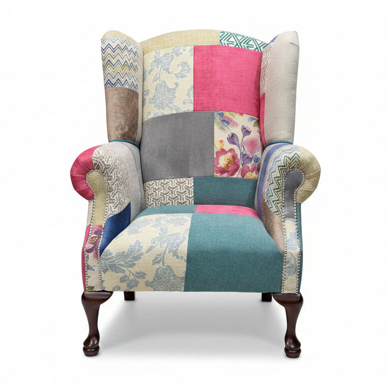 Queen Anne Patchwork Wing Armchair