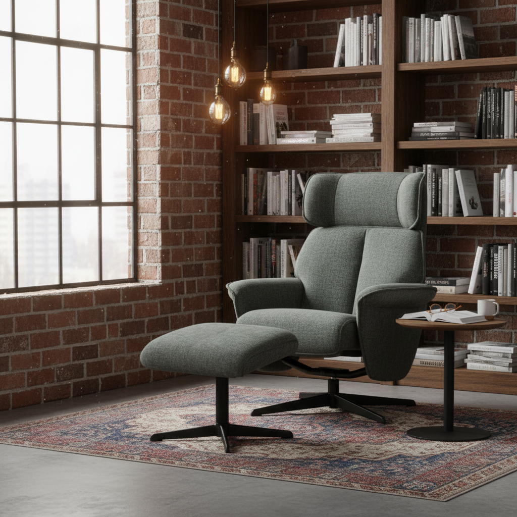 Reagan Swivel Armchair and Footstool