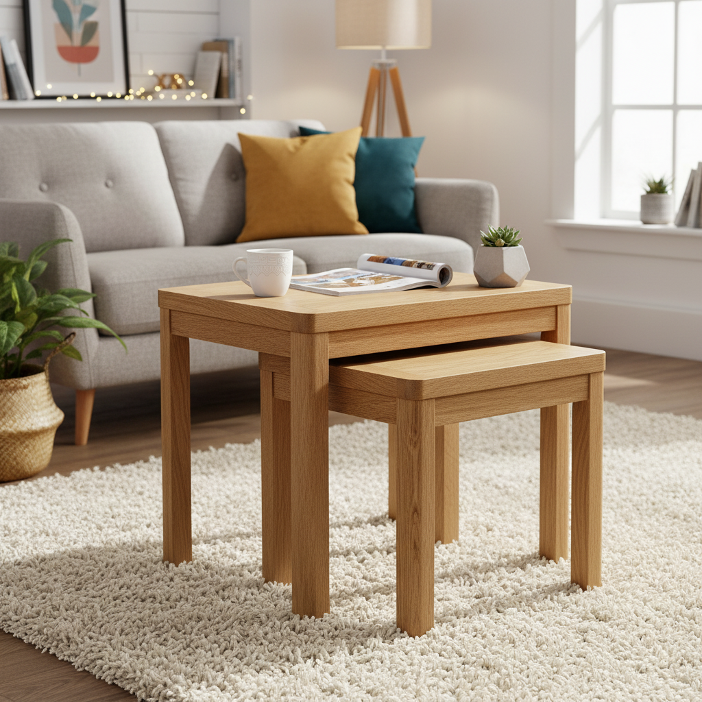 Renata Oak Nest of Two Tables