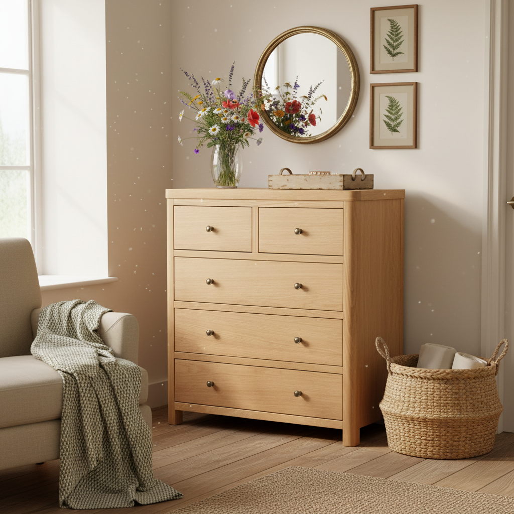 Renata 5 Drawer Oak Chest