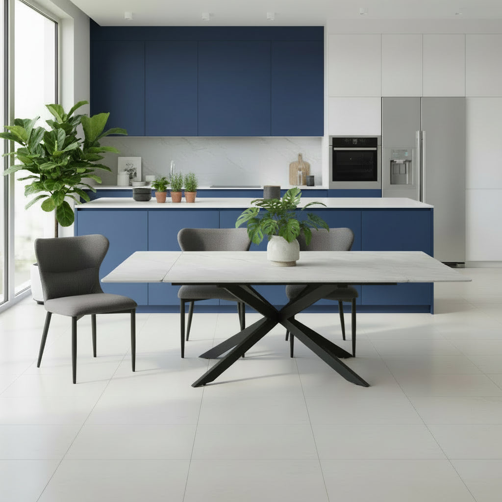 Roxanne Gloss Marble Ceramic Dining Table - 160 to 240cm
