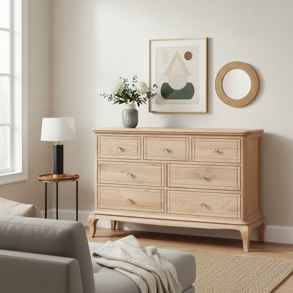 Seine 7 Drawer Oak Wide Chest