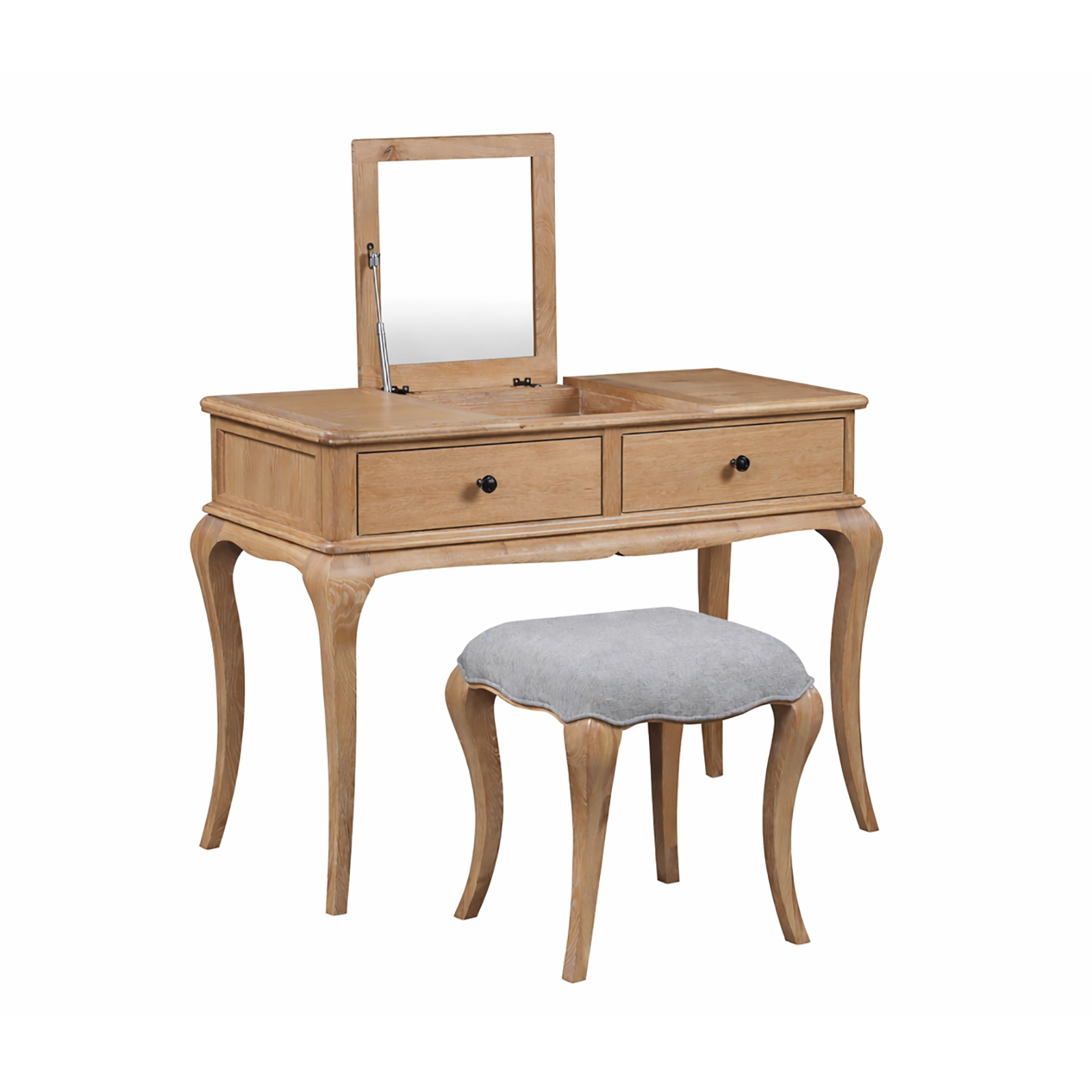 Seine Dressing Light Oak Table | Mirror | Stool