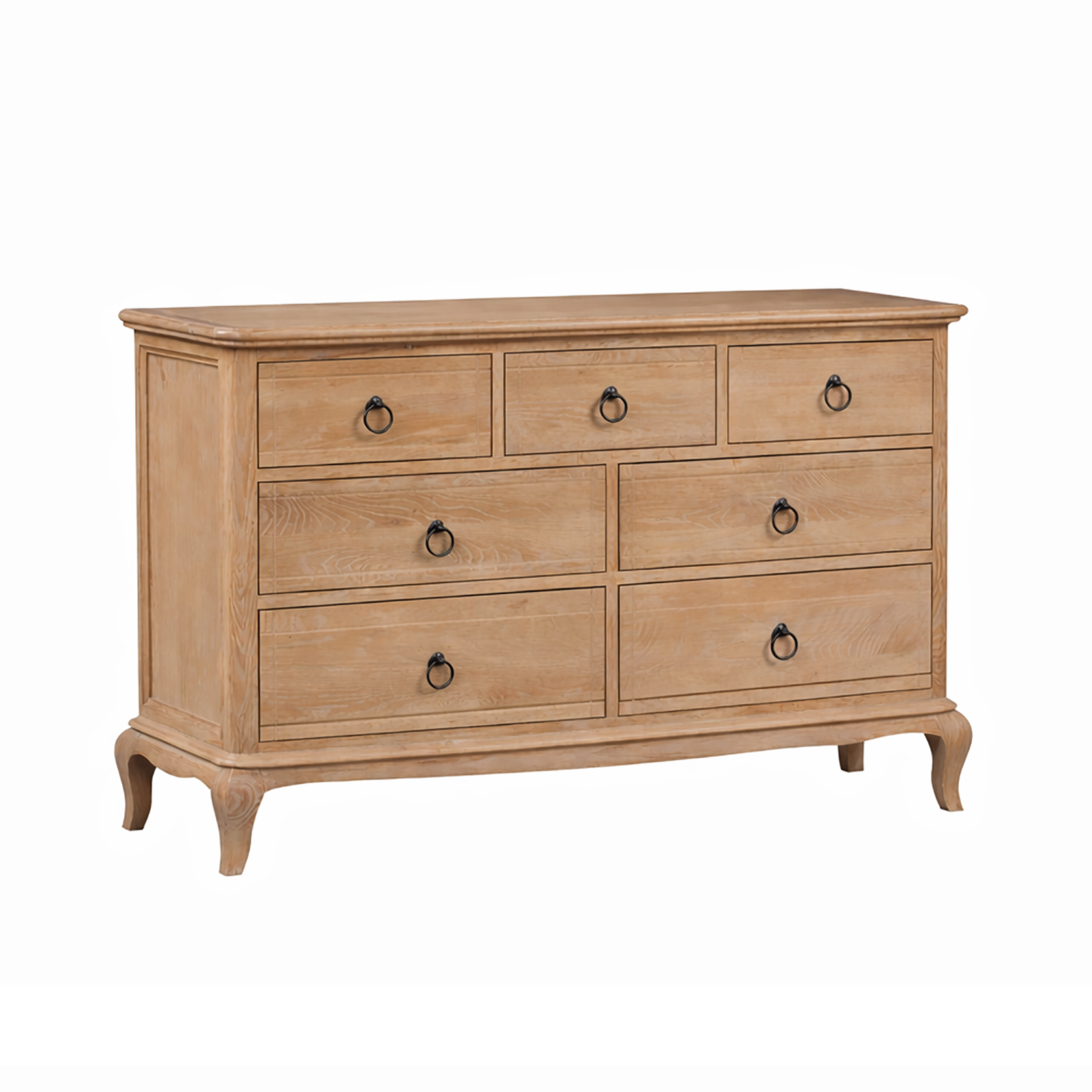 Seine 7 Drawer Light Oak Wide Chest
