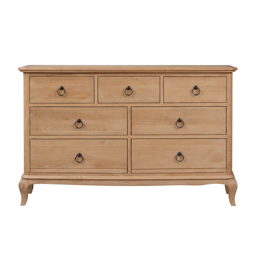 Seine 7 Drawer Light Oak Wide Chest