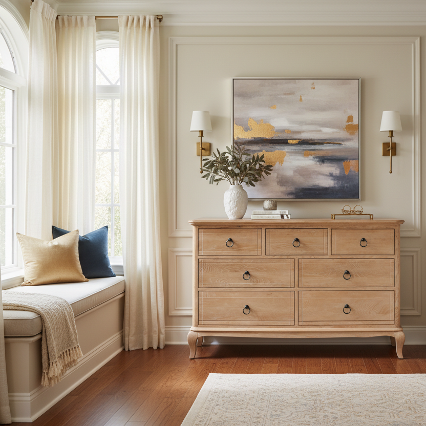 Seine 7 Drawer Light Oak Wide Chest