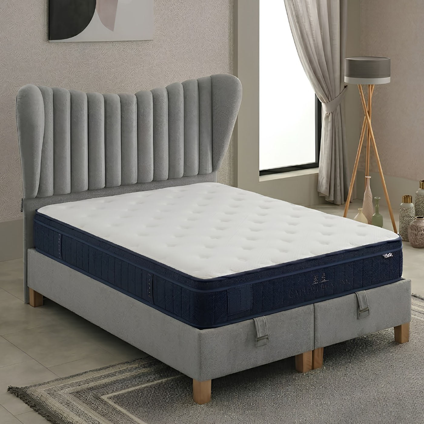 Serenity Storage Ottoman Bed, California or Newgrange Mattress