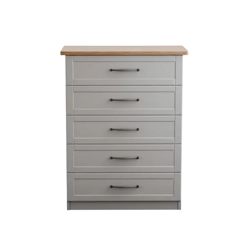 Shaker 5 Drawer Chest with Oak Top