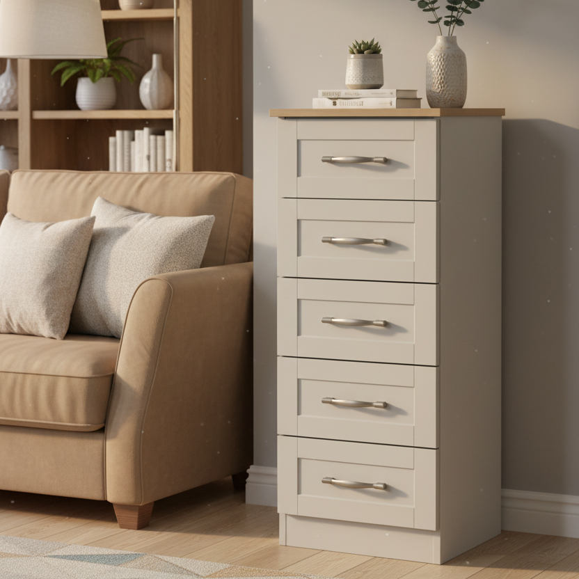 Shaker 5 Drawer Locker with Oak Top