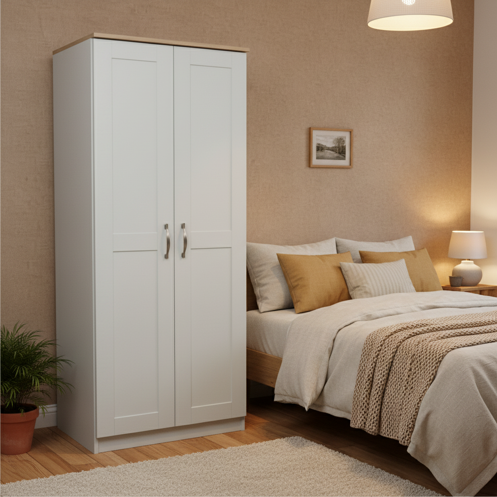 Shaker 2ft6 Plain Wardrobe with Oak Top