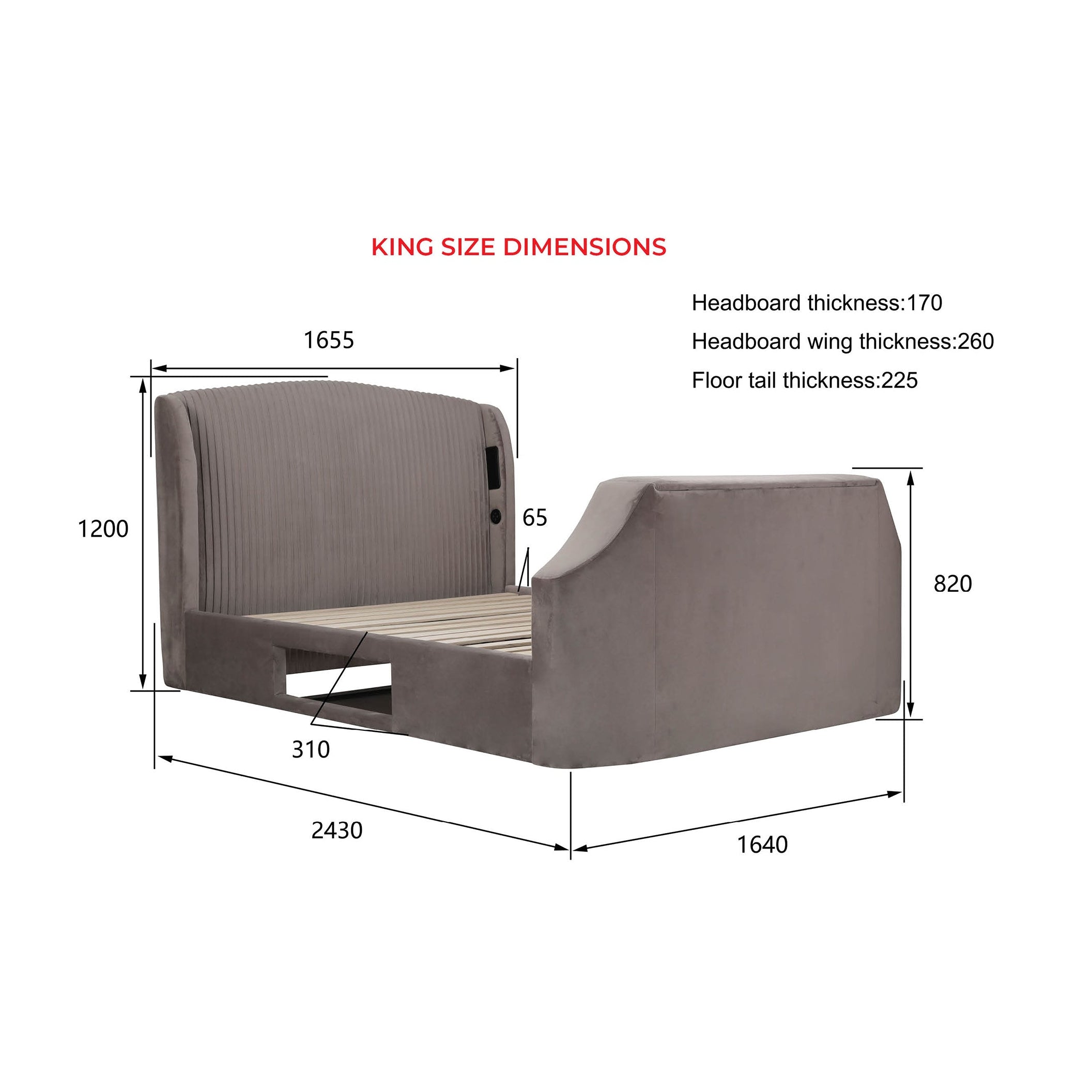 Velvet Upholstered TV Bed Frame