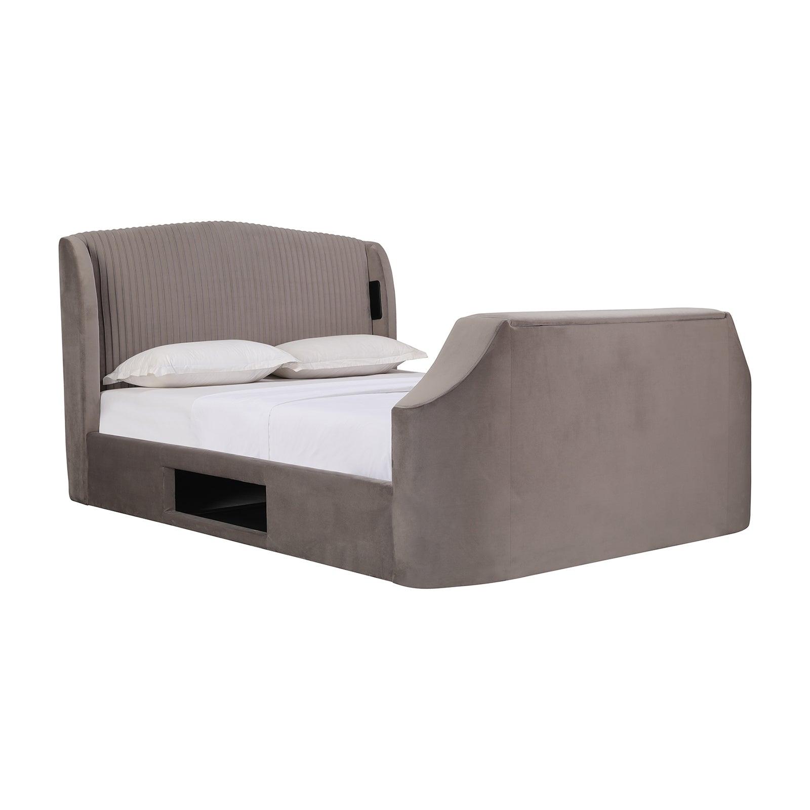 Velvet Upholstered TV Bed Frame