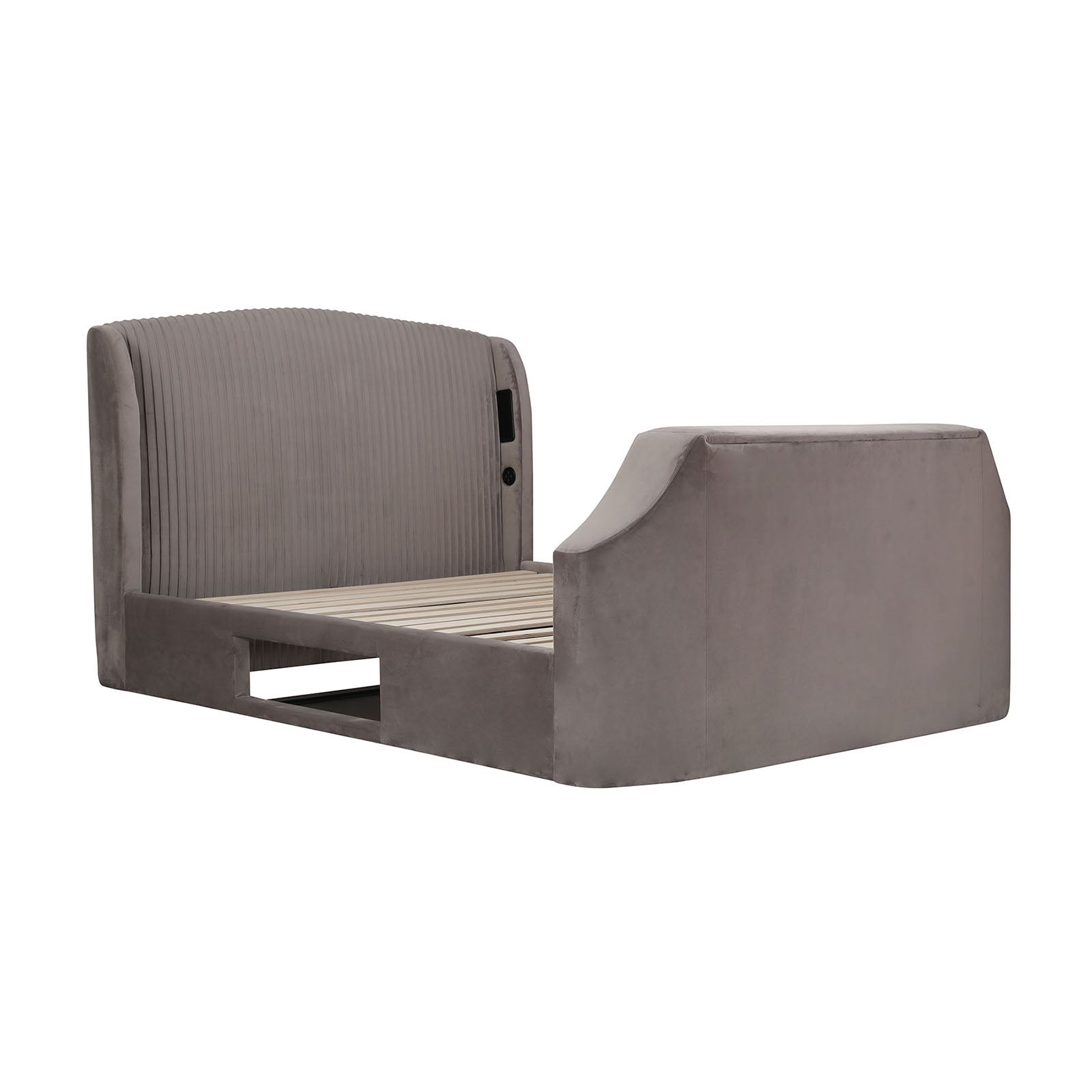 Velvet Upholstered TV Bed Frame