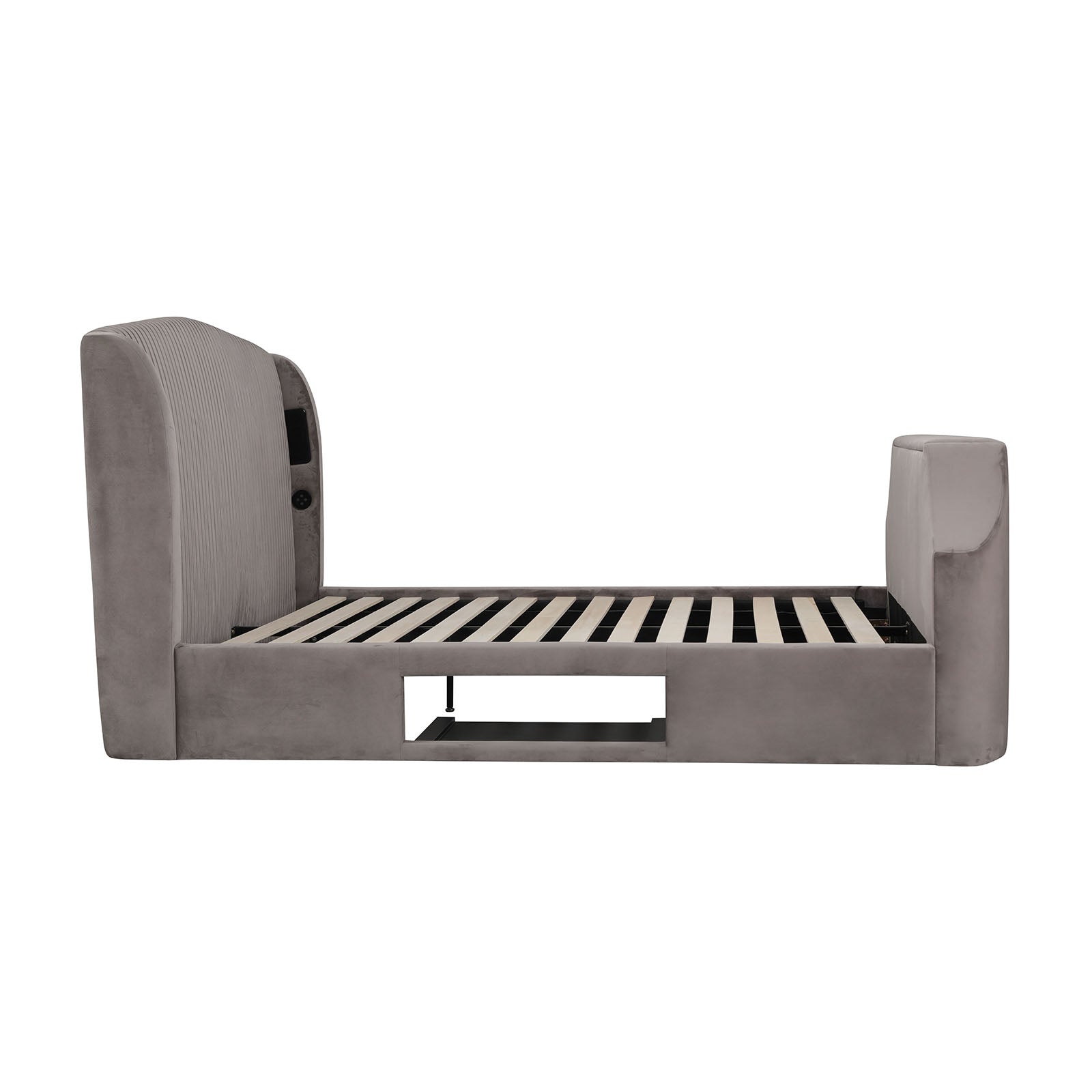 Velvet Upholstered TV Bed Frame