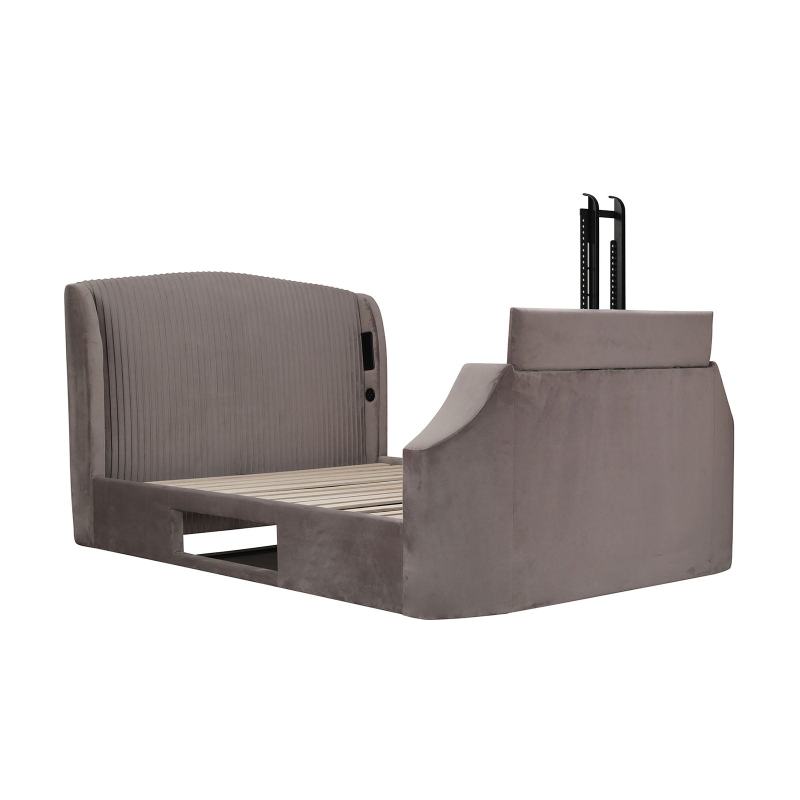 Velvet Upholstered TV Bed Frame