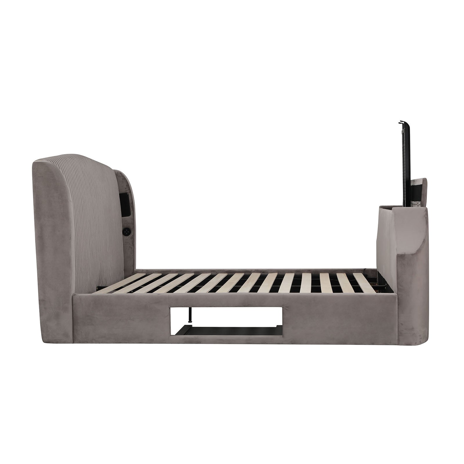 Velvet Upholstered TV Bed Frame