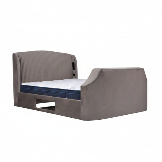 Velvet Upholstered 5ft TV Bed Frame and California Mattress