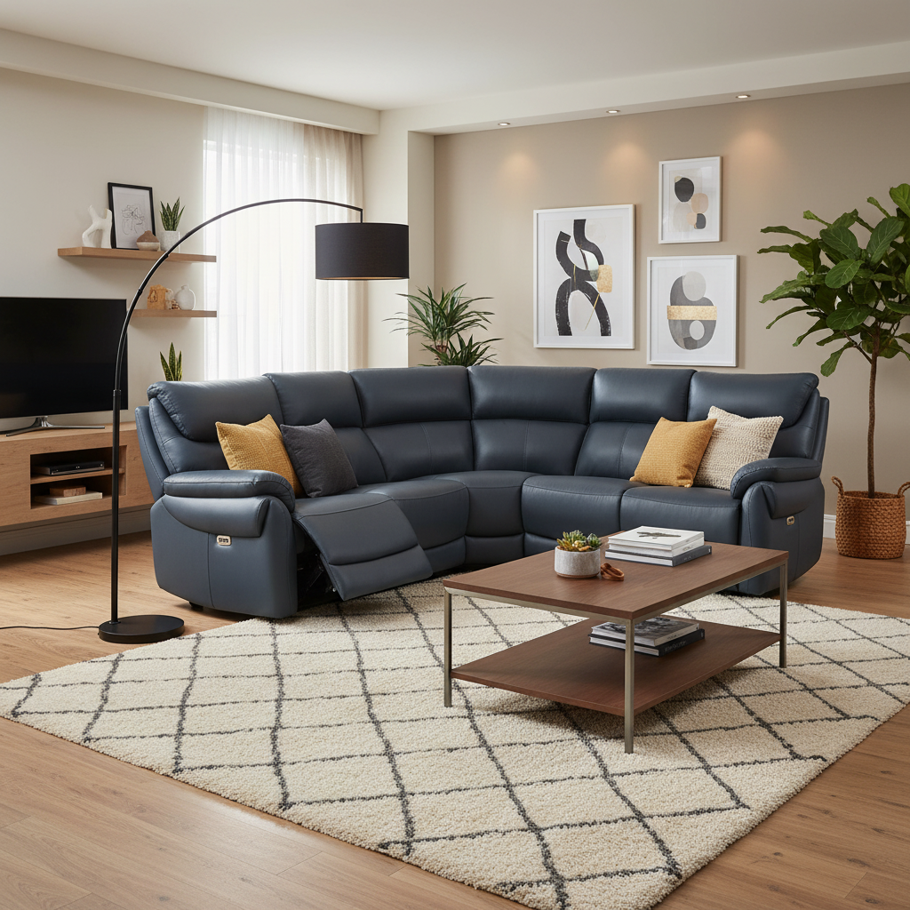 Thrieste Full Italian Leather Electric 2 Corner 2 Sofa