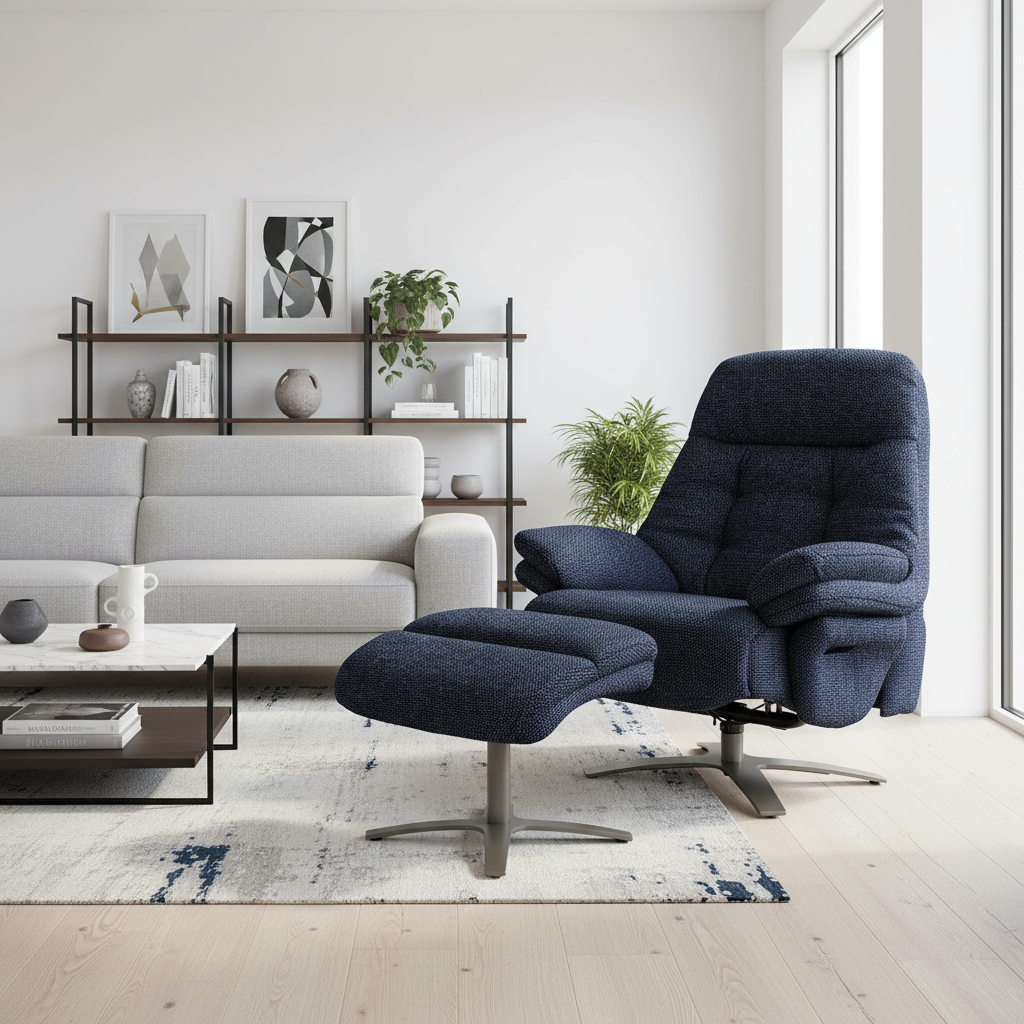 Wave Electric Recliner Armchair with Footstool