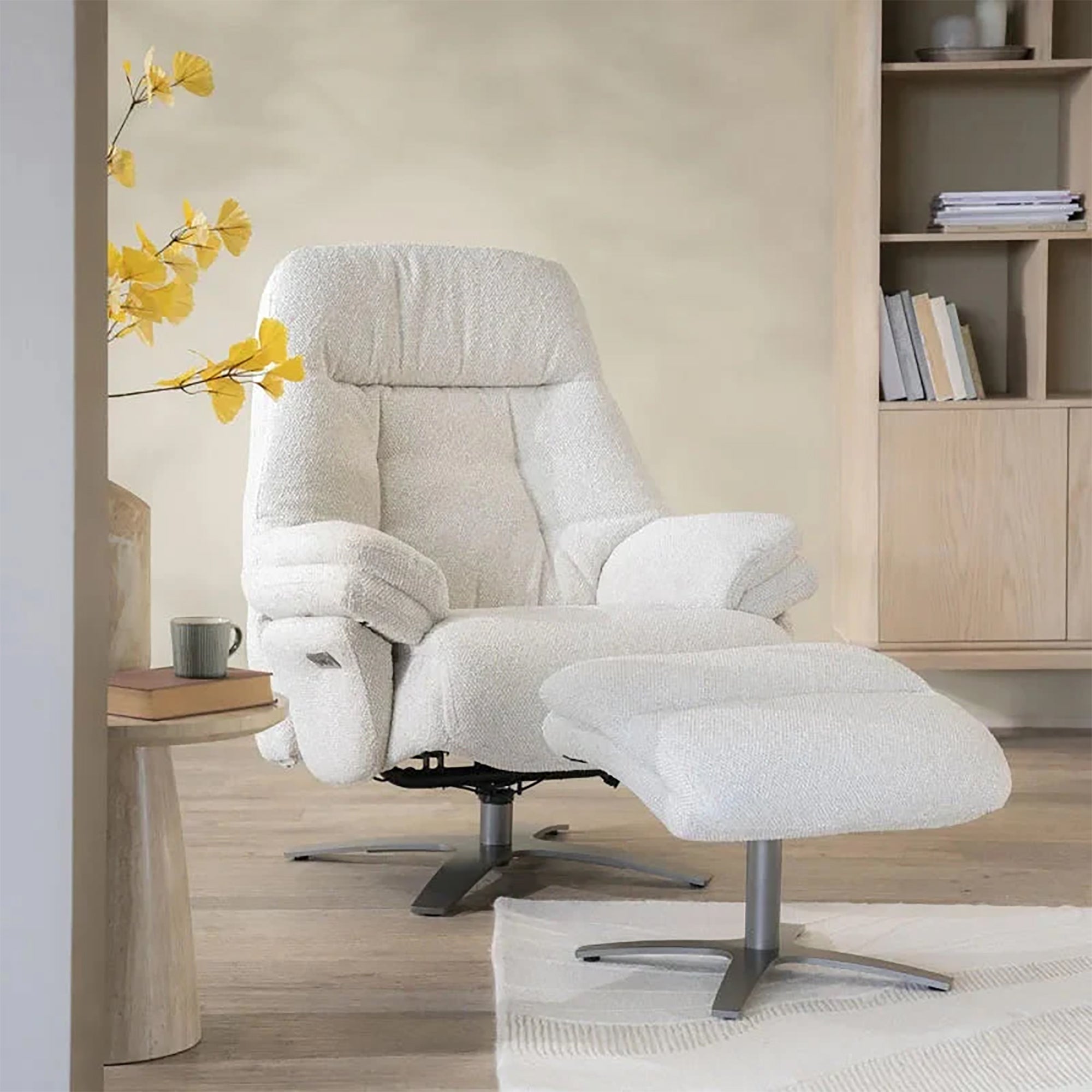 Wave Electric Recliner Armchair with Footstool
